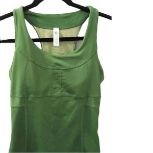 Athleta Women's Workout Top Green Back Pockets Small